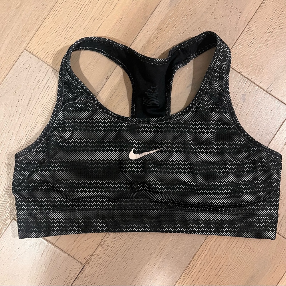 Nike Dri Fit Black White Workout Bra | Size Women Large